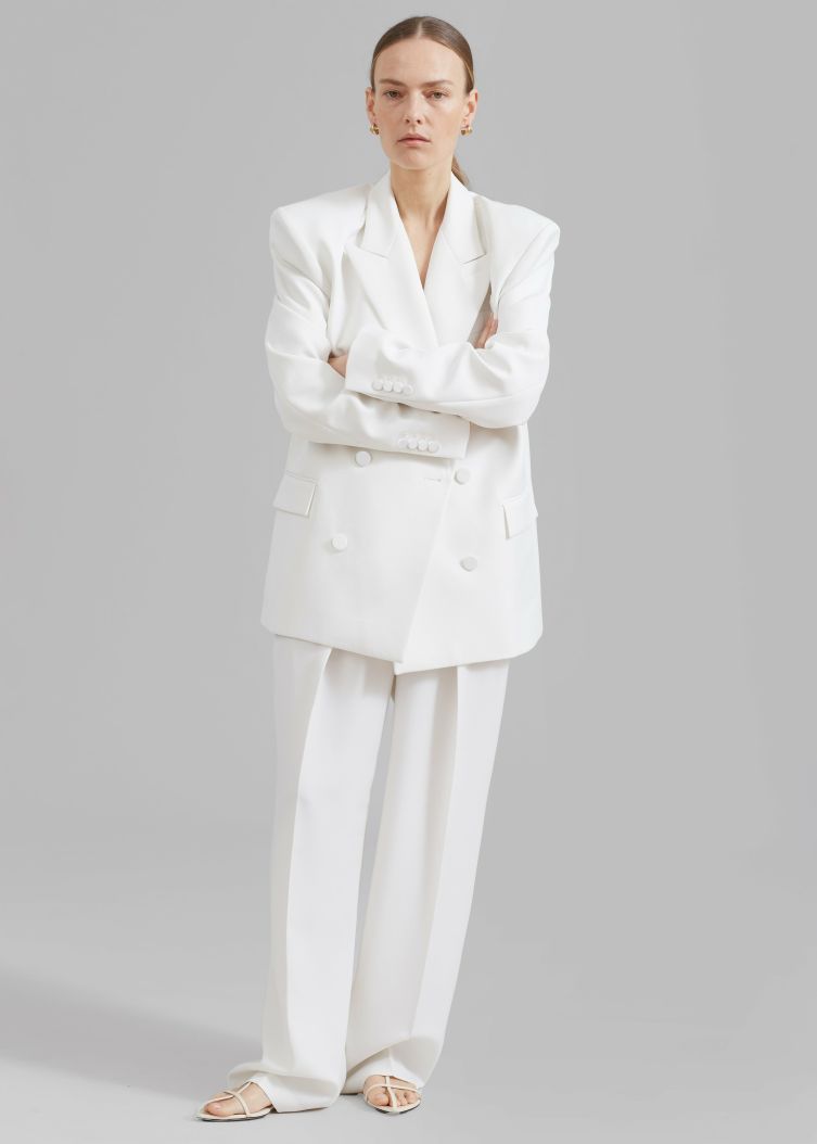 Women The Frankie Shop | Zia Covered Buttons Blazer White ⋆ Billysuits